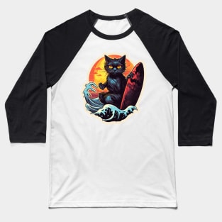 Black Cat Surf Club Baseball T-Shirt